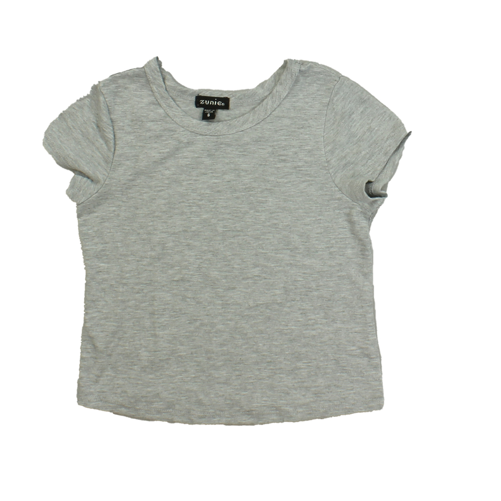 Zunie Girls Grey T-Shirt size: 6 Years